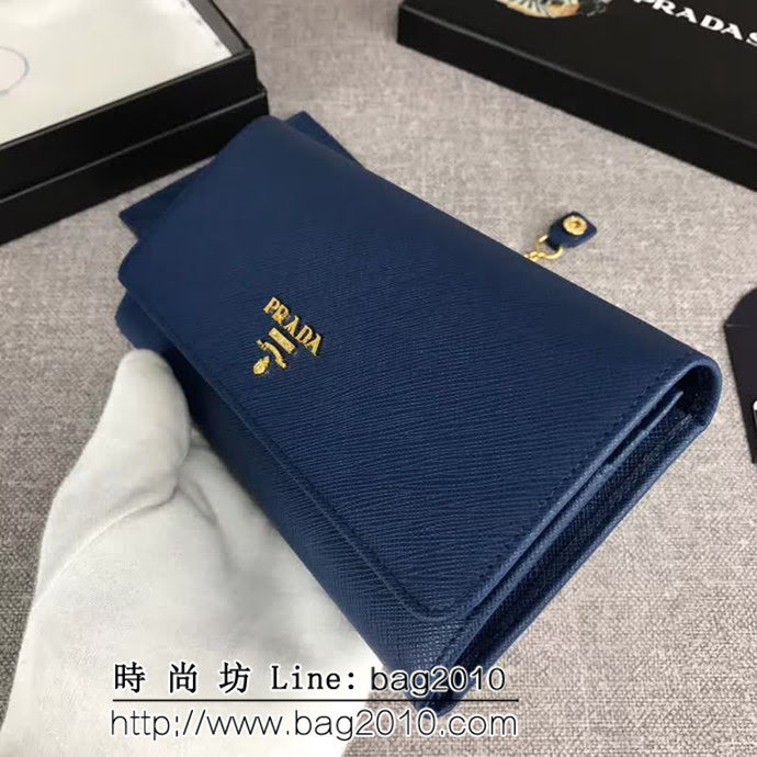 PRADA普拉達 經典爆款 頂級原單十字紋牛皮 女士翻蓋錢夾 配鏈條 1MH132 DD1415
